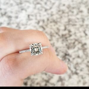 Moissanite and Diamond engagement ring